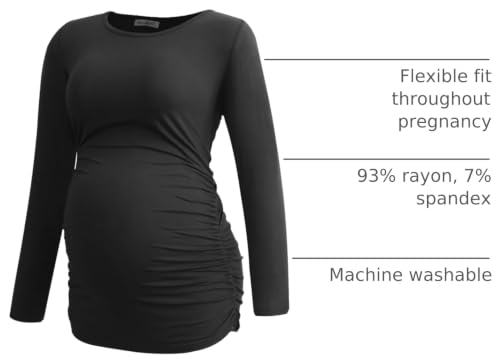 Smallshow Women's 4 Pack Maternity Shirts Long Sleeve - color: Black-deep Grey-light Grey-white Stripe(4 Pack), size: Large