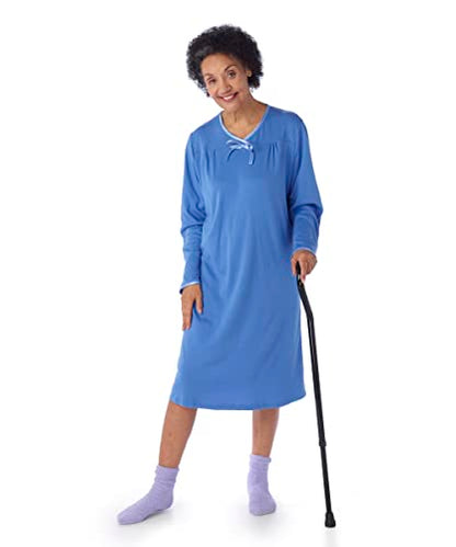 Silverts Women's Adaptive Open Back Nightgown, Assisted Dressing Sleepwear - color: Wine, size: Medium