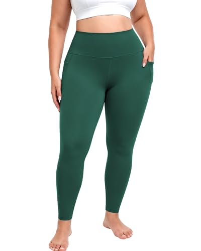 L-5XL Plus Size Butt Lifting Yoga Pants for Women with Pockets 25" - color: Green, size: XX-Large Plus