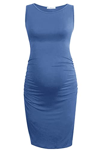 Smallshow Women's Sleeveless Maternity Dress - color: Grey Blue, size: Small