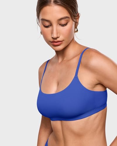 INLYRIC Women's Unlined Wireless Sports Bralette - color: Azure Blue, size: Medium