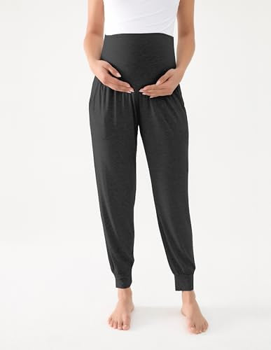 Viscose for Bamboo Maternity Loose Lounge Jogger Pants - color: Dark Grey, size: Small