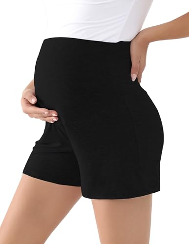 Viscose from Bamboo Maternity Summer Lounge Pajama Shorts - color: Black, size: Small