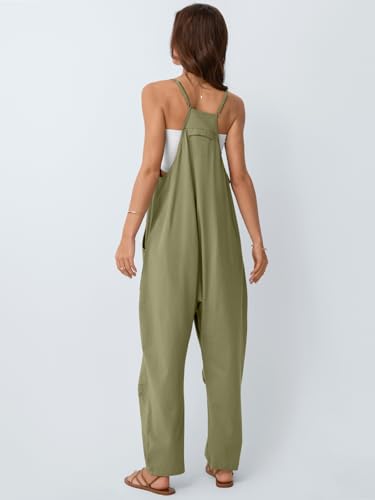 AUTOMET Womens Jumpsuits Casual Summer Romper Beach Vacation Outfits 2026 - color: Armygreen, size: Medium