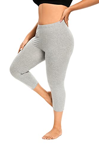 ELISS Women's Plus Size Capri Leggings,High Waited Soft Cropped Pants 3/4 Length Yoga Pants (1X-4X) - color: Lightgray, size: 3X-Large