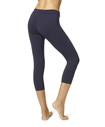 HUE Women's Wide Waistband Blackout Cotton Leggings - color: Navy, size: Medium