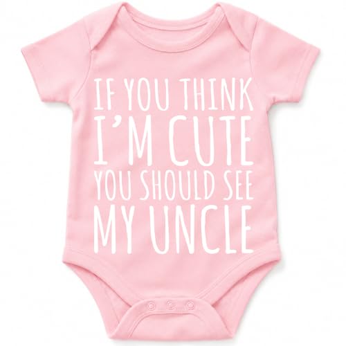 AW Fashions If You Think I'm Cute You Should See My Uncle - Baby Bodysuit - color: Pink, size: 12 Months