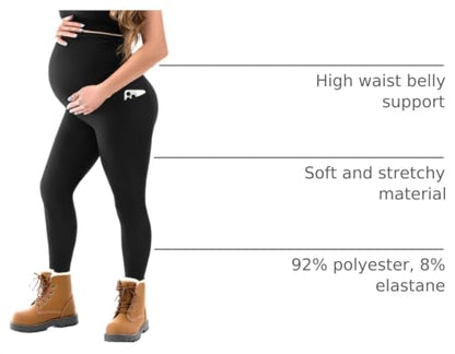 SINOPHANT Maternity Fleece Lined Leggings Over Belly with Pockets - size: Medium
