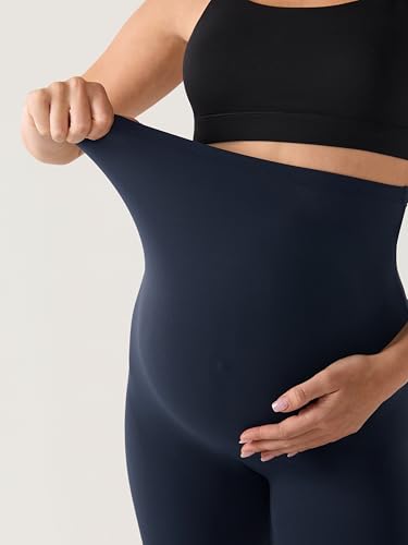 MOMANDA Seamless Maternity Biker Shorts 6" - color: Twilight Blue, size: X-Small