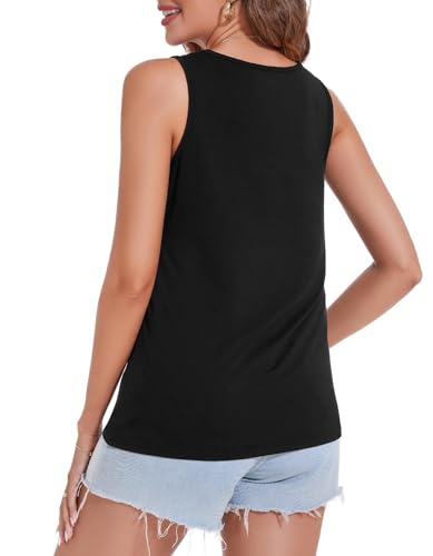 FASHGL Nursing Tank Tops Women Sleeveless Double Breastfeeding Shirts - color: Black, size: Medium