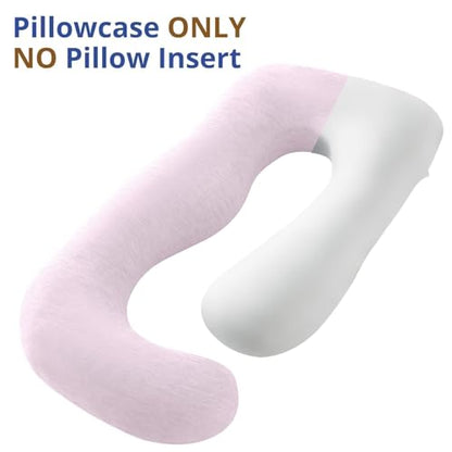 Sasttie Cooling Pregnancy Pillow Cover for 57-inch Maternity Pillow, Pink - color: Pink