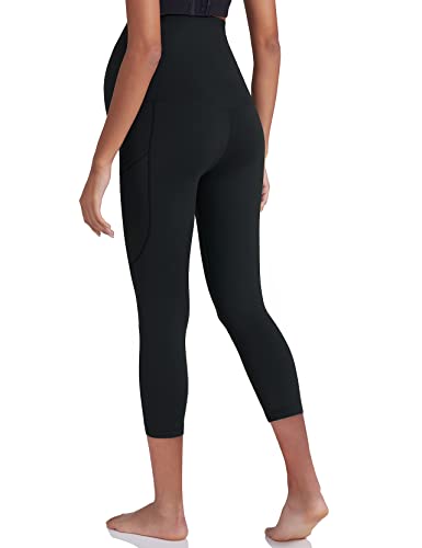 POSHDIVAH Maternity Workout Leggings Pregnancy Yoga Pants Pockets - color: Blacks, size: Large