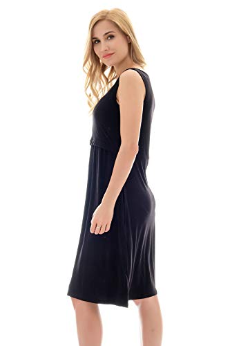 Bearsland Women's Sleeveless Maternity Dress Nursing Breastfeeding Dresses with Pockets - color: Black, size: Small