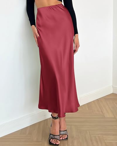 BTFBM Long Skirts for Women 2026 Fall Outfits - color: Bean Paste Pink, size: X-Large