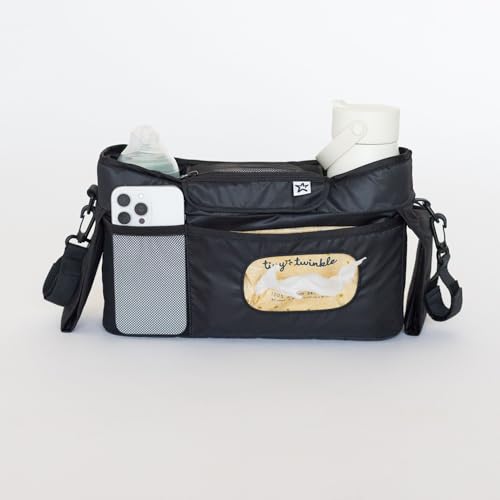 Tiny Twinkle Universal Stroller Organizer with Adjustable Strap - Waterproof Stroller Caddy Fits Baby Jogger, Nuna, Graco, Donna and Bugaboo Strollers（Black） - color: Black, size: Premium