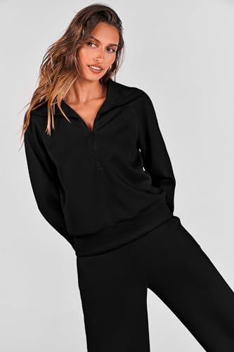 PRETTYGARDEN Women's 2 Piece Matching Lounge Set Sweatsuits - color: Black, size: X-Large
