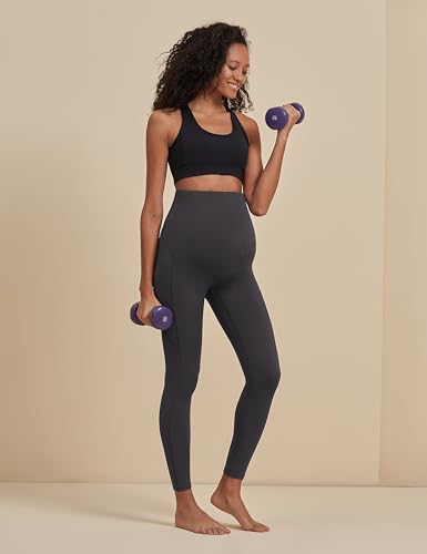 POSHDIVAH 3 Pack Women's Maternity Leggings Yoga Pants with Pockets - color: 3 Pack Black Black Grey, size: Medium