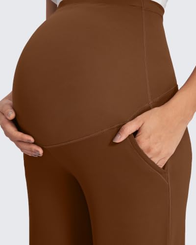 G4Free Fleece Lined Maternity Yoga Pants Winter Pregnancy Work Trousers - color: Dark Coffee, size: Small