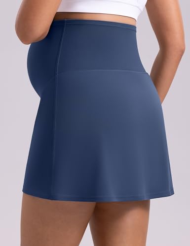 POSHDIVAH Creamluxe Maternity A-Line Tennis Golf Skirt - color: Navy, size: Medium