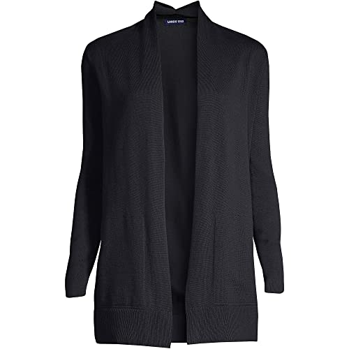 Lands' End Women's Long Sleeve Open Long Cardigan Sweater - color: Black, size: Large