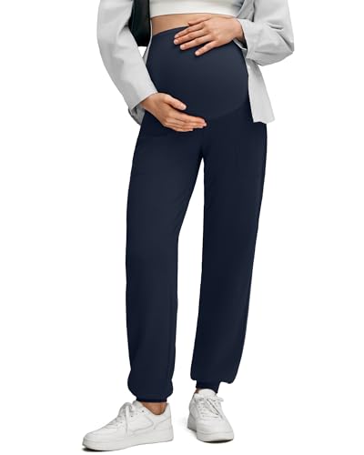 G4Free EverGoing Maternity Pants Over The Belly Pregnancy Joggers Workout - color: Dark Navy, size: Small