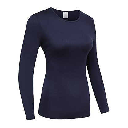 OThread & Co. Women's Long Sleeve T-Shirt Comfy Underscrub Tee Basic Stretch Layer - color: Navy, size: Small