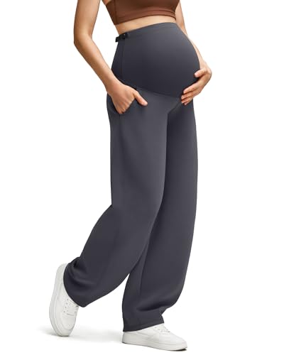 G4Free Maternity Pants Pregnancy Pants Modal Adjustable Waist Sweatpants - color: Dark Gray, size: Small