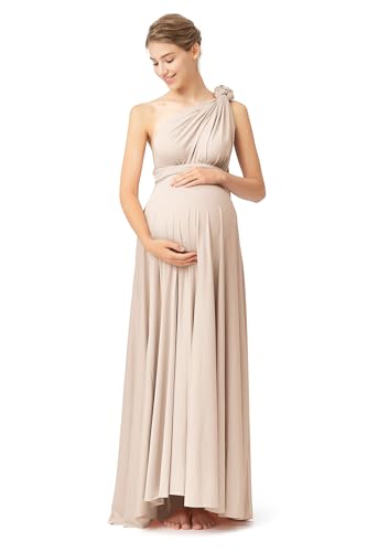 72styles Maternity Multi-Way Wrap Infinity Maxi Dress for Baby Shower - color: Champagne, size: One Size Plus