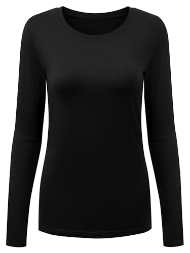 Underscrub Long Sleeve Women Crew Neck Comfort Tee, Scrub Undershirt - color: Black, size: X-Small
