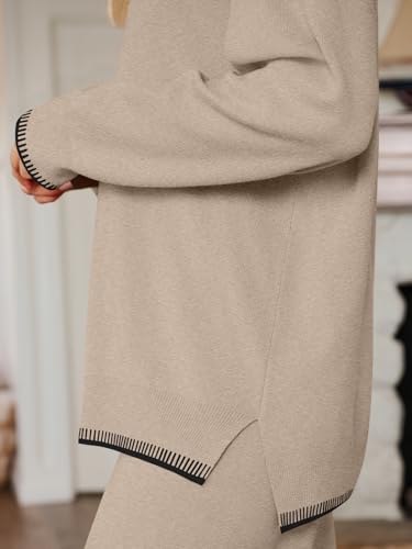 LILLUSORY Lounge Sets Womens 2 Piece Matching 2026 Fall Knit Sweater Set - color: Lighttan, size: X-Large