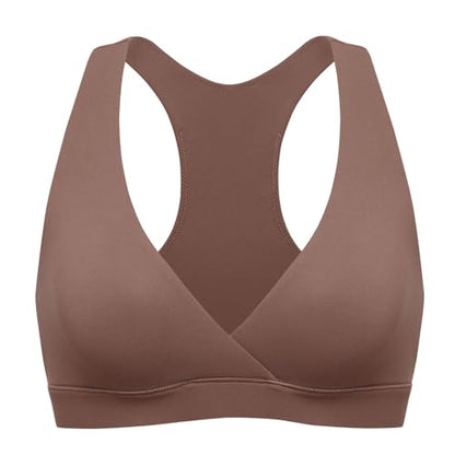 MOMANDA Crossover Nursing Bras for Breastfeeding - color: Brown Purple, size: Large