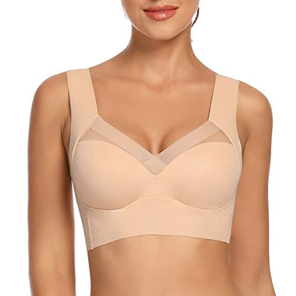 WOWENY Womens Wirefree Seamless Bras Everyday Lounge Bra Sleeping Full Coverage Pullover Bra - color: Beige-1, size: Small