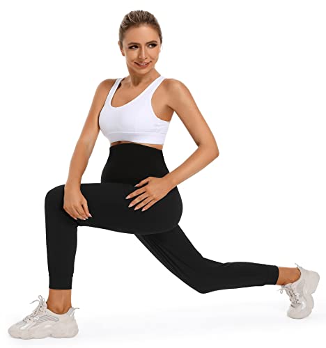 Foucome Women's Maternity Joggers Quick Dry Pregnancy Scrub Pants - color: Black, size: Small