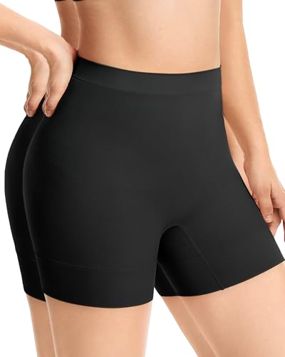 Tummy Control Shapewear Shorts Anti-Chafing Body Shaper - color: 2 Pack Black+black, size: XX-Large