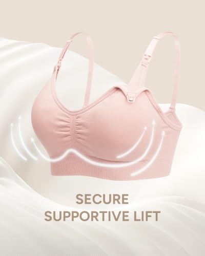 Stelle Nursing Bras Maternity Bralette Seamless for Breastfeeding - color: 1 Pack Pink, size: Small