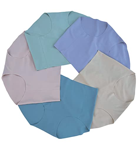 5-Pack Women’s Seamless Pregnancy & Postpartum Underwear, Comfortable Mid-High Waist No-Show Panties - color: Spring