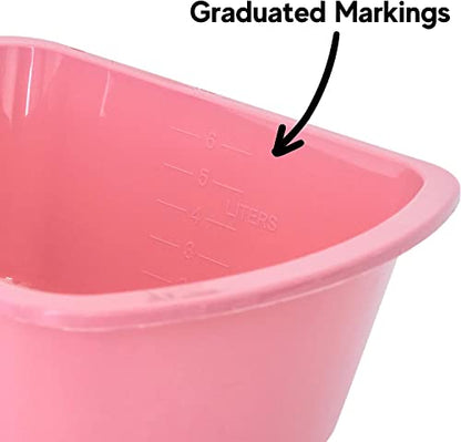 Vakly 7 Qt Plastic Wash Basin, Rectangular, Graduated, 10 Pack