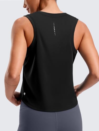 SANTINY Cropped Racerback Workout Tank Top (Black_M)