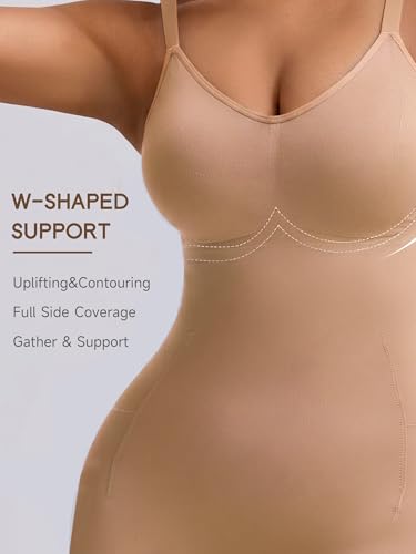 Bathroom Friendly Full Body Shapewear Bodysuit for Women - color: Sienna, size: Medium