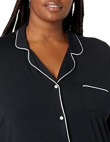 Amazon Essentials Women's Breathable Piped Nightshirt (Available in Plus Size) - color: Black, size: 5X