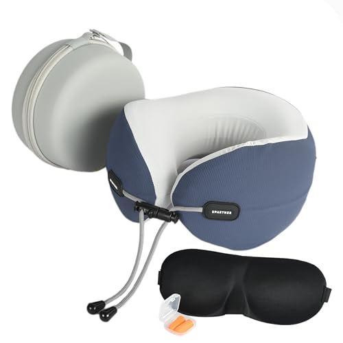 Travel Neck Pillow, Memory Foam Airplane Pillow for Long Flights - color: Blue