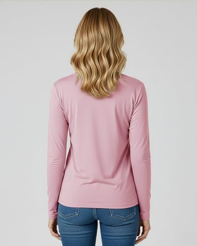 4 Pack Women's Long Sleeve Cotton V Neck Tshirts Basic Tees Tops Undershirt - color: Set 6, size: Small