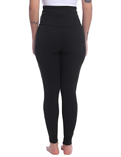 Joyaria Cotton Maternity Leggings Over-the-Belly,Maternity Clothes - color: Black, size: Medium