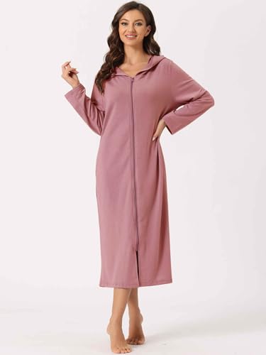 cheibear Women Long Sleeve Cardigan Knit Zip Up with Pockets - color: Dark Pink, size: Medium