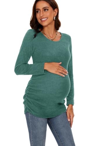 Smallshow Women's Maternity Sweater Shirt Long Sleeve - color: Grey Green, size: Medium