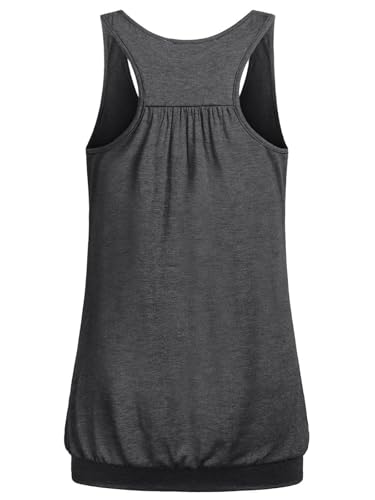 Miusey Womens Sleeveless Round Neck Loose Fit Racerback Yoga Tank Top - color: Dark Grey, size: Medium