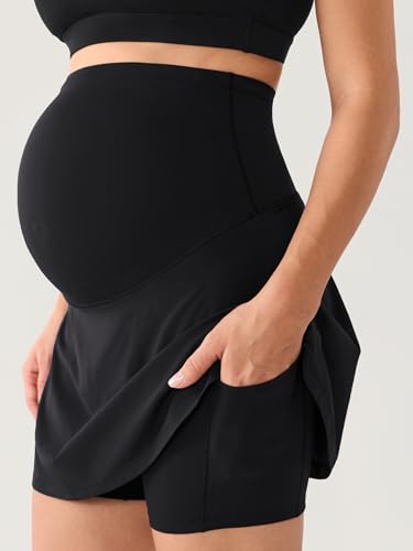 MOMANDA A Line Maternity Tennis Skirts - color: Black, size: Small