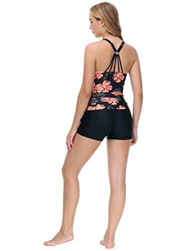 Maacie Maternity Athletic Tankini Swimsuits with Shorts - color: Black, size: Large