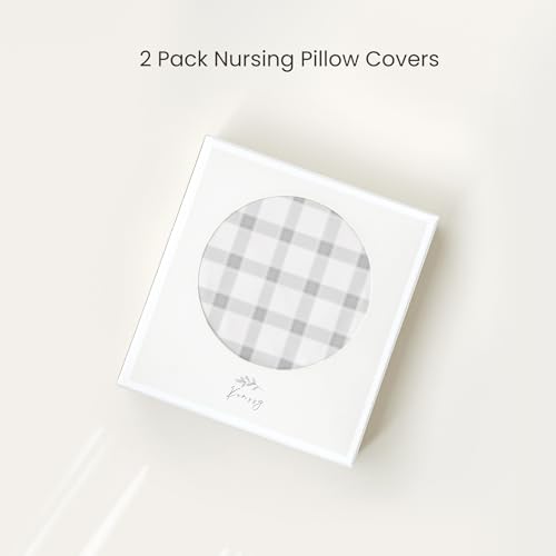 Konssy 2 Pack Nursing Pillow Covers, Soft Stretchy Cover for Breastfeeding - color: Starry Whales,cozy Grid