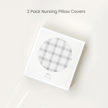 Konssy 2 Pack Nursing Pillow Covers, Soft Stretchy Cover for Breastfeeding - color: Starry Whales,cozy Grid